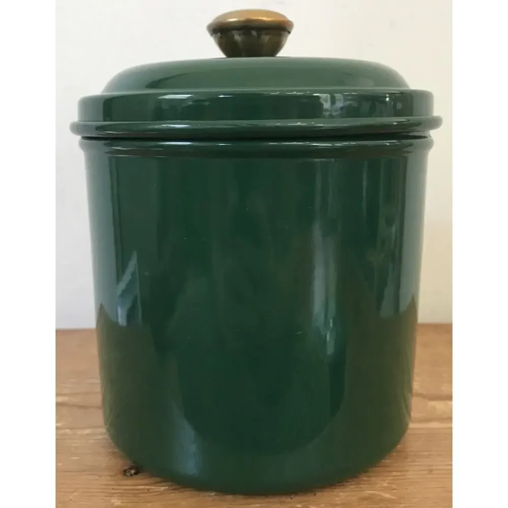 Set Pair 2 Target Home Dark Green Navy Blue Enamel Metal Kitchen Canisters